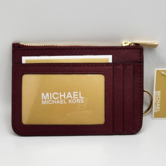 Michael Kors Jet Set Coin Pouch Wallet with Keychain - NWT - Mulberry Red - Picture 7 of 7